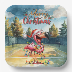 Tennis Kerst met Flamingo thema Papieren Bordje