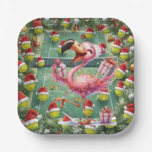 Tennis Kerst met Flamingo thema Papieren Bordje