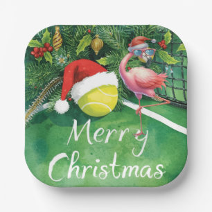 Tennis Kerst met Flamingo thema Papieren Bordje