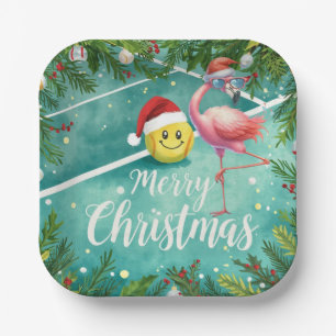 Tennis Kerst met Flamingo thema Papieren Bordje