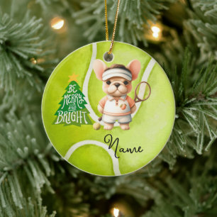 Tennis Kerst met tennisbal voor jongensspeler Keramisch Ornament