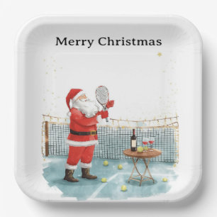 Tennis Kerst thema SANTA speelt tennis Papieren Bordje
