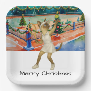 Tennis Kerst thema voor Siamese Kat Liefhebbers Papieren Bordje