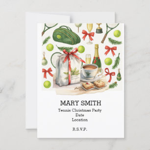 TENNIS Kerstfeest met bal en racket Briefkaart