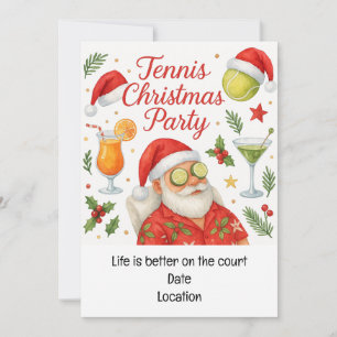 Tennis Kerstfeest met Dranken & Kerstmannenhoeden Kaart