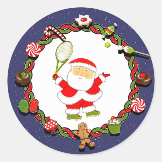 Tennis-kerstfeestdag Ronde Sticker (Voorkant)