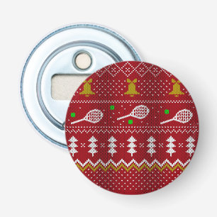 Tennis-kerstfeestzater met geventileerde patroonro button flesopener