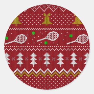 Tennis-kerstfeestzater met geventileerde patroonro ronde sticker