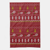 Tennis-kerstfeestzater met geventileerde patroonro theedoek (Verticaal)