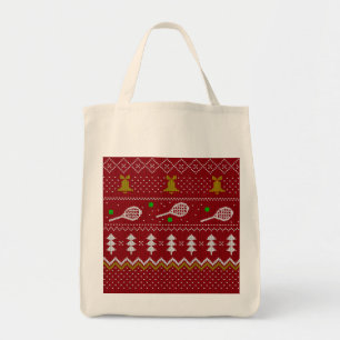 Tennis-kerstfeestzater met geventileerde patroonro tote bag
