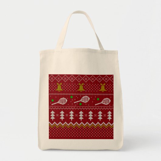 Tennis-kerstfeestzater met geventileerde patroonro tote bag (Voorkant)