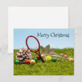 Tennis-kerstKaart met dennenkuit en ballen (Voorkant / Achterkant)