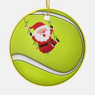 Tennis Kerstmis met bal en Sinterklaas Keramisch Ornament