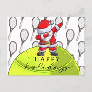 Tennis Kerstmis met Ball en Racket met Santa Briefkaart