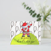 Tennis Kerstmis met Ball en Racket met Santa Briefkaart (Staand voorkant)