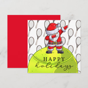 Tennis Kerstmis met Ball en Racket met Santa Kaart