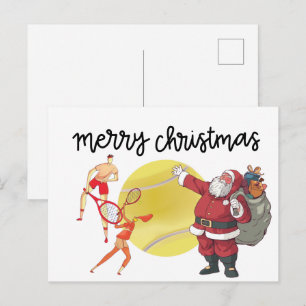 Tennis Kerstmis met kerstman Briefkaart