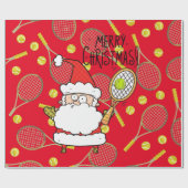 Tennis Kerstmis met kerstman Cadeaupapier (Vlak)
