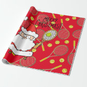Tennis Kerstmis met kerstman Cadeaupapier (Uitgerold)