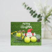 Tennis Kerstmis met kerstman en tennisbal (Staand voorkant)