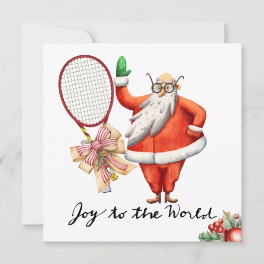 Tennis Kerstmis met Racket en Kerstkrans Feestdagenkaart (Voorkant)