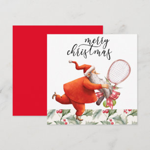Tennis Kerstmis met Racket en Kerstkrans Feestdagenkaart