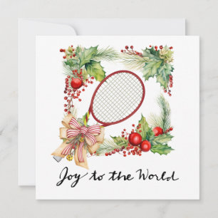 Tennis Kerstmis met Racket en Kerstkrans Feestdagenkaart
