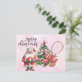 Tennis Kerstmis met Racket en Kerstkrans Feestdagenkaart (Staand voorkant)