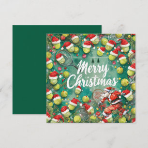 Tennis Kerstmis met Sabta en tennisbaan Feestdagenkaart