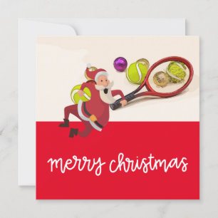 Tennis Kerstmis met Sinterklaas Bal Racket Rood Feestdagenkaart