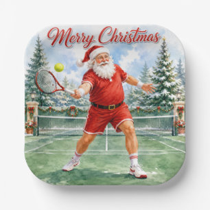 Tennis Kerstmis met Sinterklaas op Ballen Feestje Papieren Bordje