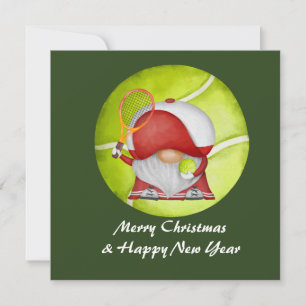 Tennis Kerstmis met Sinterklaas op groene Holida Feestdagenkaart