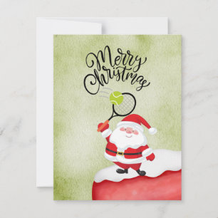Tennis Kerstmis met Sinterklaas watercolor Feestdagenkaart