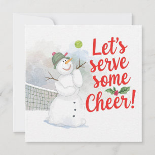 Tennis Kerstmis Met Sneeuwman Festieve Feestdagen Feestdagenkaart