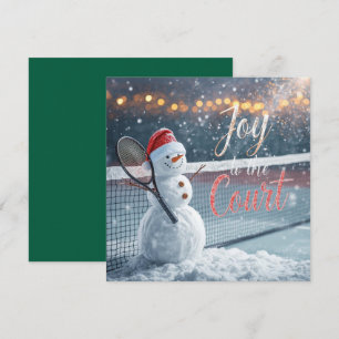 Tennis Kerstmis Met Sneeuwman Festive Feestdagen Feestdagenkaart