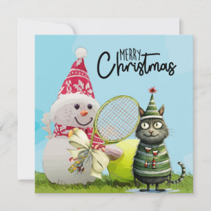 Tennis Kerstmis met Snowman en Tennis Kaart