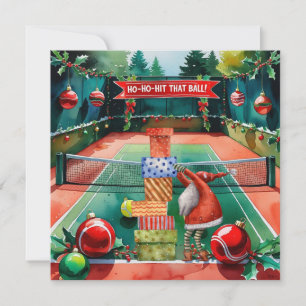 Tennis Kerstmis met tennisbal en kerstman Feestdagenkaart