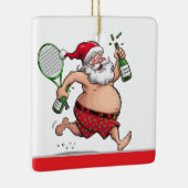 Tennis Kerstmis met tennisbal en kerstman Keramisch Ornament (Rechts)
