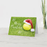 Tennis Kerstmis met tennisbal en Santa hat