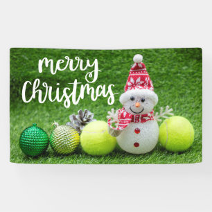 Tennis Kerstmis met tennisbal met Snowman Spandoek