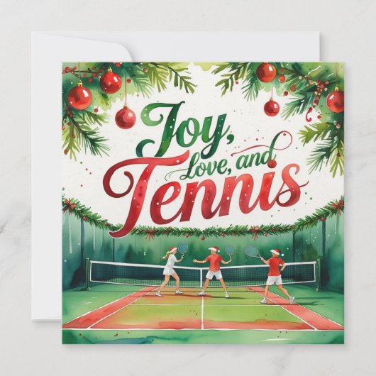 Tennis Kerstmis thema Feestdagenkaart (Voorkant)
