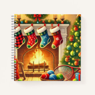 Tennis Kerstmis Thema met bal Xmas Stocking Notitieboek