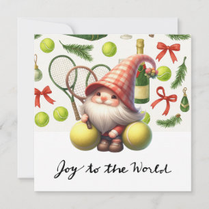 Tennis Kerstmis thema met Racket en bal Feestdagenkaart