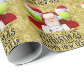Tennis Kerstmis thema met Santa Claus Wrapping Cadeaupapier (Rol Hoek)