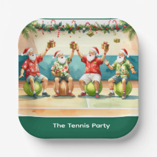 Tennis Kerstmis Zomer met Sinterklaas op het stran Papieren Bordje