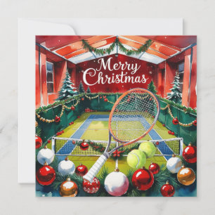 Tennis Kerstthema op de baan Feestdagenkaart