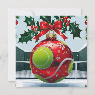Tennis kerstthema voor de speler feestdagenkaart