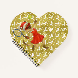Tennis Kerstthema voor Kattenliefhebbers Notitieboek