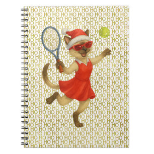 Tennis Kerstthema voor Kattenliefhebbers Notitieboek