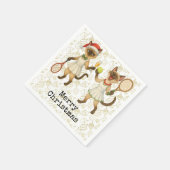 Tennis kerstthema voor kattenliefhebbers servet (Hoek)